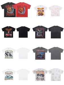 Camiseta de Manga Corta Holgada 100% Algodón Estilo Hip Hop Europeo Americano para Hombre Vale Sports Valley Dreams con Estampado Desgastado - Product Image 2