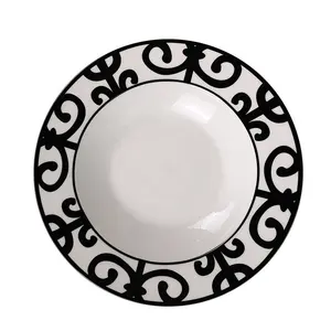 Обеденный набор, тарелка, керамическая фарфоровая черная дизайнерская Роскошная Высококачественная посуда, Наборы белых тарелок, посуда, тарелка для супа