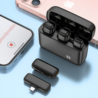 Microphone sans fil K13 Power Display 2,4 GHz avec station de charge, deux microphones cravate pour smartphones iOS et Type-C