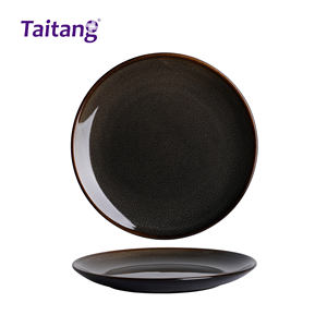 Piring restoran Hotel keramik bulat piring samping Makan Malam di merah oranye hijau kuning ramah lingkungan warna Teknik Enamel - Product Image 3