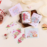 Cartes de vœux pliables assorties à motifs de dessins animés, mini-cartes de vœux mignonnes avec animaux en aquarelle, papier imprimé offset pour les fêtes