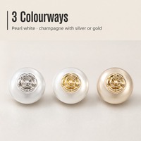 Bouton en métal en forme de fleur avec centre en résine imitation perle, 11,5 mm, 18 mm, blanc nacré, champagne, pour cardigan et manteau