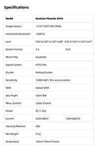 RunCam Phoenix <span class=keywords><strong>2</strong></span> SP V4 yarış FPV Quadcopter kamera 7.5g 19x19*21mm gece görünümü ile 4:<span class=keywords><strong>3</strong></span> 16:9 oranı aksesuar Drones için - Product Image 6