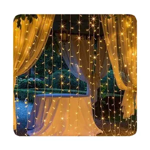 New 3x3m trong nhà ngoài trời Rèm Đèn trang trí Giáng sinh Cổ Tích đèn LED String 300 Led Window Curtain String ánh sáng 2024