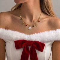 Collier pendentif CUMAI de Noël avec perles, Père Noël, renne, bonhomme de neige, flocon de neige et clochette pour femme, cadeau de fête, bijoux