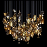 Lustres d'hôtel de luxe postmodernes personnalisés en cristal à LED Verre bronzé Décoré Escaliers d'église Design d'intérieur Lampes suspendues