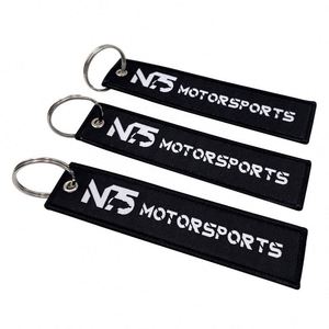 Factory Wholesale <b>Custom</b> Logo Woven Jet Tags Letter Charms <b>Keychain</b> - Product Image 6