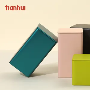 Tea Tin Box Wholesale Mini Square Tea Container Tin Gift Box Packaging Metal Tin Box