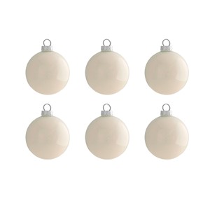 PAQUETE DE 6 BOLAS DE VIDRIO DIAMETRALMENTE REDONDAS 10CM, BLANCO PERLA, BRILLANTE - Product Image 1