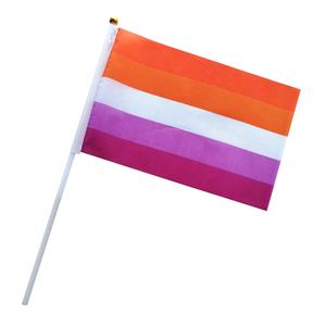 Drapeaux portables <span class=keywords><strong>LGBT</strong></span> en polyester 14x21cm, arc-en-ciel, bisexuel, fierté trans, ours, coucher de soleil, lesbienne, avec mât en PP, prêts à être expédiés - Product Image 2