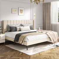 Cadre de lit convertible réglable avec panneau et dossier en velours, base à lattes robuste pour chambre d'hôtel moderne - Vente en gros
