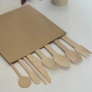 Disposable Wooden Forks In Individual Packaging Birch Biodegradable Wooden Cutlery Manufacturer