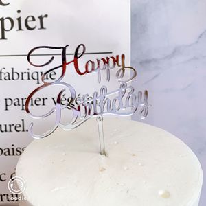 Wholesale New Product Acrylic Gold Happy Birthday <strong>Cake</strong> Topper <strong>Christmas</strong> Graduation Easter Halloween New Year <strong>Decorative</strong> Gifts