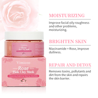 Masque facial en argile à la rose pour le soin de la peau naturelle, marque privée, détoxifiant, hydratant, éliminant les taches brunes, nettoyage en profondeur
