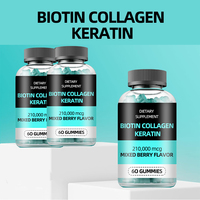 Gommes à la kératine au collagène et à la biotine de marque privée pour l'hydratation de la peau, la lubrification des articulations et la santé des cheveux