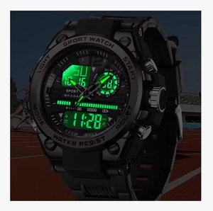 Montre numérique sportive étanche à double affichage DF0823, montre électronique pour homme, vente directe, montre pour homme avec écran minéral - Product Image 5