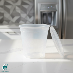 Durable Disposable Deli Cup Food <b>Storage</b> Containers with Lids Multi Size Round Plastic Tubs for Catering and Meal Planning - Product Image 1
