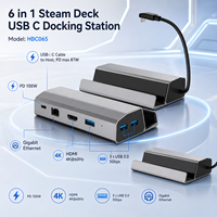 Base de Conexión 6 en 1 para Steam Deck, HDMI 4K+60Hz, PD de 100W, 3 Puertos USB 3.0 de 5Gbps, Soporte de Aluminio para Consola de Juegos Steam Deck