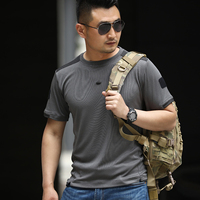 T-Shirt Tactique Respirant en Coton Vert Olive pour Hommes, Entraînement Extérieur, Tissu Multicolore Camouflage Militaire