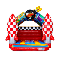 Château gonflable commercial en PVC durable, motif fusée de bande dessinée, pour enfants, idéal pour la location événementielle