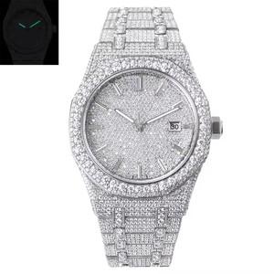 Expédition directe - Montre de luxe pour homme GEZFEEL en acier inoxydable avec bracelet en moissanite, verre saphir, affichage de la date lumineux - Product Image 3