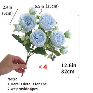 4 paquets <span class=keywords><strong>de</strong></span> <span class=keywords><strong>fleurs</strong></span> <span class=keywords><strong>de</strong></span> pivoines artificielles, fausses pivoines, bouquet <span class=keywords><strong>de</strong></span> <span class=keywords><strong>printemps</strong></span> pour centre <span class=keywords><strong>de</strong></span> table, mariage, fête, décoration <span class=keywords><strong>de</strong></span> la maison - Product Image 6