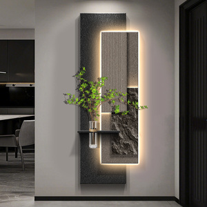 <span class=keywords><strong>Peinture</strong></span> LED Lumineuse en Grès pour Mur de Fond de Salon et Couloir, Décoration Artistique de Plantes Vertes Hydroponiques Créatives - Product Image 1