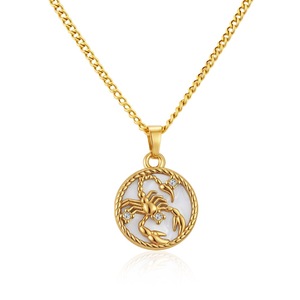 Collar con Incrustaciones del Signo Zodiacal de los 12 Caballeros, Chapado en Oro de 18K, Acero Inoxidable Hipoalergénico, para Uso Diario y Regalo - Product Image 1