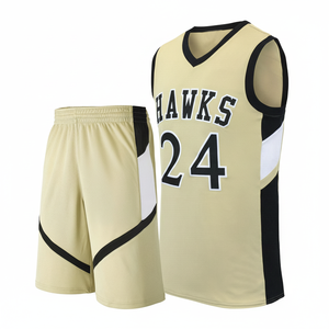 Uniforme de basket-ball en polyester respirant conçu sur mesure pour adultes ensemble de logo imprimé de vêtements de sport légers à séchage rapide de grande taille - Product Image 1