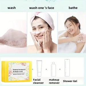 Jabón Sólido Aclarante de Limón, Cúrcuma y Ácido Kójico con Ingredientes de Leche, Hidratante y Antibacteriano <span class=keywords><strong>para</strong></span> el Cuidado de la Piel con Cicatrices de Acné, 100g - Product Image 2