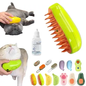 2024 Sản Phẩm Mới Điện Silicone Mèo Bàn Chải Hấp Tự Làm Sạch Pet Chải Chuốt Bàn Chải Với Phát Hành Nút Cho Tóc Loại Bỏ