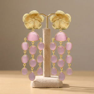 Chandelier <b>Earrings</b> Amethyst Handmade Ethnic Silver Plated Dangle <b>Earrings</b> for Wedding Anniversary Party - Product Image 3