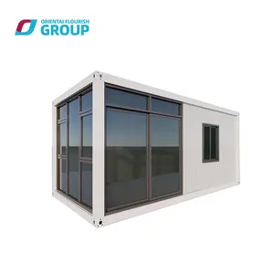 Afneembare Kantoor Mobiele Flat Pack Prefab Huis Modulaire Glazen Wand Klein Huis Geprefabriceerd Containerhuis