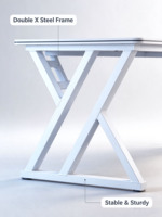 Pied de table en acier double en forme de X pas cher, plateau en MDF de 12 mm, stable, pour ordinateur, bureau, table de jeu et table de bureau à domicile