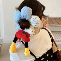 Mignonnes pinces à cheveux en peluche de souris Kawaii avec fleur, élastiques à pois et à carreaux, accessoires de mode pour cheveux