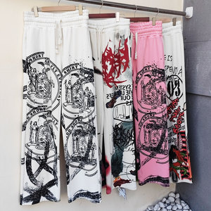 Huili 하이 스트리트 고민 워시 찢어진 스웨트 팬츠 남성 맞춤형 스트라이프 트리밍 라인 석 대형 와이드 레그 헐렁한 스웨트 팬츠 - Product Image 6