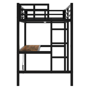 Cama Alta Moderna que Ahorra Espacio con Escritorio, Carga USB, Estructura Metálica Resistente, Luz LED, Almacenamiento, para Dormitorio de Niños, Adolescentes, Habitación de Estudiantes, CPC - Product Image 6