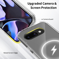 Coque de téléphone de couverture arrière hybride TPU transparente à charge sans fil magnétique forte pour Google Pixel 9a