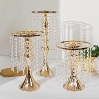 Vases à fleurs en gros, grands vases en métal pour centres de table, supports dorés en cristal pour arrangements floraux, centres de table de mariage