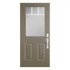 3 أقسام زجاجية بباب مزدوج ومشواة مربعة مقسمة لأبواب المداخل المصنوعة من الفولاذ والألياف الزجاجية