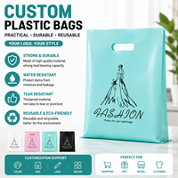 Sacs de courses en plastique colorés personnalisés avec poignée découpée, recyclables, avec logo, pour boutiques, cosmétiques, vêtements, cadeaux, emballage de détail