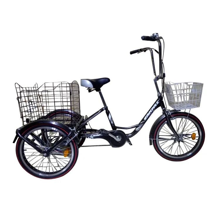 Triciclo adulto barato 3 rodas triciclo trike/ajustável adulto 6 velocidades/grandes rodas preto adulto triciclo com cesta china fábrica