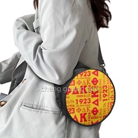 Sac à main rond en PU pour femme, design tendance, avec lettres grecques, sac de week-end, personnalisé NSPDK Sorority