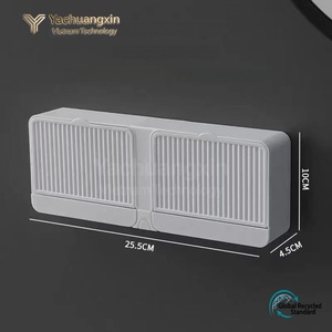 Boîte à savon murale avec couvercle rabattable, support de rangement en plastique, forme rectangulaire, design peu encombrant pour la salle de bain - Product Image 2