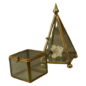 Cajas de Almacenamiento de Vidrio con Marco de Latón, Forma Cuadrada y Triangular, Organizador de Joyas, Estuche de Exhibición con Tapa - Product Image 1