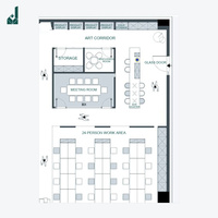 Service de conception d'espaces de travail professionnels : Planification de la disposition de bureaux ouverts et de cabines pour les startups, la réception, les salles de réunion et les zones de repas.