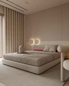 Cama Moderna de Lujo para Adultos con Estructura de Madera Sólida, Tapicería de Lino Suave y Estructura Resistente, Tamaño Queen, Tipo Plataforma para <span class=keywords><strong>Dormitorio</strong></span> - Product Image 5