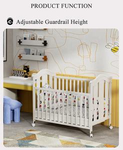 उच्च गुणवत्ता वाले बच्चों के कुरब बच्चे की लकड़ी के क्रिब्स दो बड़े दराज के साथ परिवर्तनीय बिस्तर समायोज्य ऊंचाई - Product Image 3