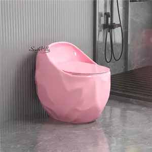 Modern Egg Round Color Bathroom WC Toilet One Piece Ceramic Commode Toilet Bowl Sanitary Ware Pink Egg Toilet