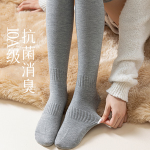 Winter <b>Wool</b> Over The Knee <b>Socks</b> For Women Black Dark Gray Light Gray White Solid Color Anti Bacterial Warm High Top <b>Socks</b> - Product Image 4